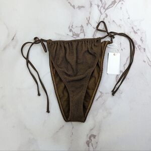 Good American Swim Bottom Women 7 8 4X 5X Mocha Brown Crinkle Tiny Ties Bikini